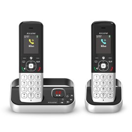 ALCATEL FX990 Voice Duo - Cordless DECT Telephone with Answering Machine 50 Min. - High Resolution Colour Display - Hands-Free Function - Call Lock - VIP Ringtone - 2 Handsets - Black/Grey