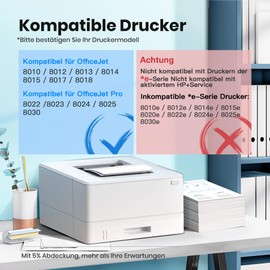 Glliter 912 XL Multipack for HP 912 Printer Cartridges for HP 912XL Compatible with HP OfficeJet Pro 8022 8020 8024 Cartridges for HP Officejet 8012 8010 8014 8020 8022 8024 (Black Cyan Magenta