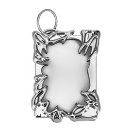 KFHENSOMR Electroplate Plastics Frame Photocard Holder Keychain - Silver Plating Irregular Photo Card Holder - Y2K ID Badge Holders for Student Card Case Stationery Office Supplies