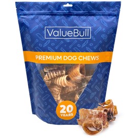 ValueBull Beef Trachea Bites, Premium, 1 Pound - Natural Angus Dog Chews with Glucosamine, Chondroitin & Amino Acids