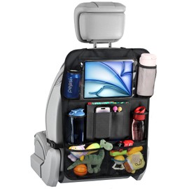 Kimsky Car Organiser, Backrest Protector Car Children, Car Seat Organiser Children, Children's Toy Storage, Waterproof Back Seat Protector for Children with Tablet Compartment - Black