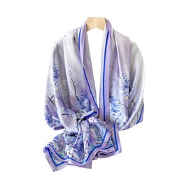 HURESON Scarves for Women Lightweight Scarf Soft Pashmina Shawl Floral Sunscreen Shawls and Wraps (Purple)