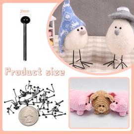 TOAOB 300pcs Black Glass Safety Eyes 2mm Small Doll Eyeballs for Crafts Needle Felting Bears Dolls Decoys Sewing