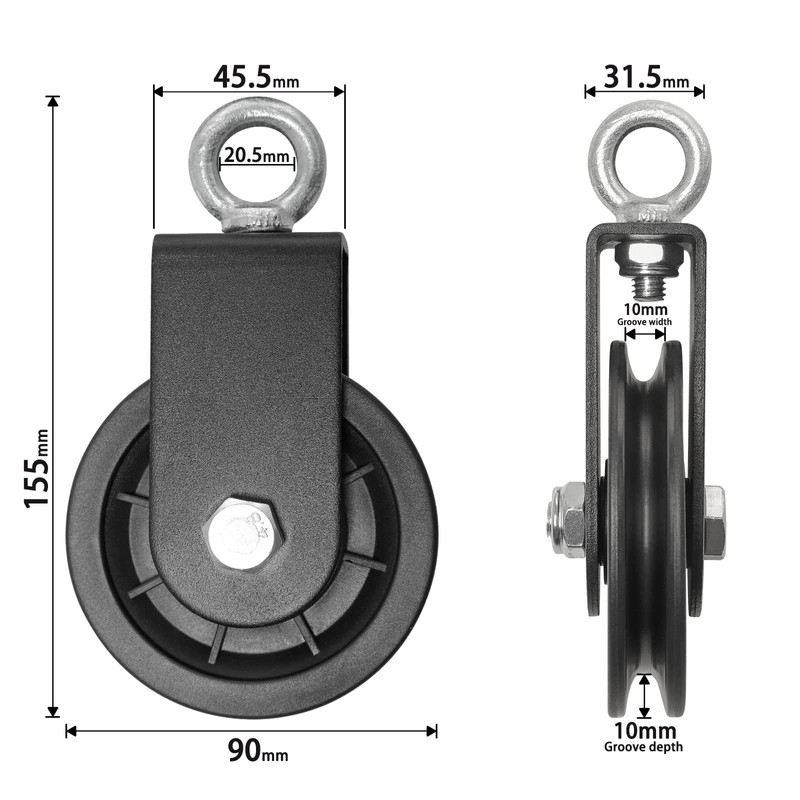 Vishusju 90mm Pulley Wheel for Cable Machines Silent Bearing Home