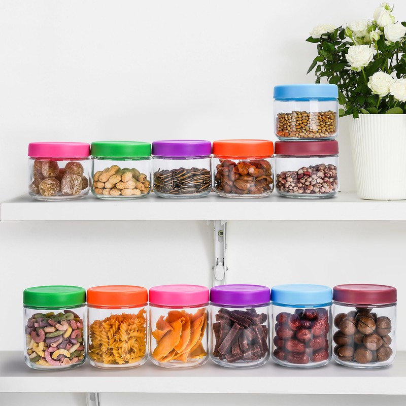 EONJOE 16oz Glass Jars for Overnight Oats Snacks Salad Yogurt