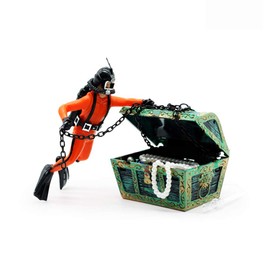 Wolfride Diver Treasure Chest, Aquarium, Ornament, Orange, Ornament, Air Pump, Connectable, Object, Layout, Interior, Tropical Fish, Aquarium Fish, Artificial Aquarium, Ornament, Interior