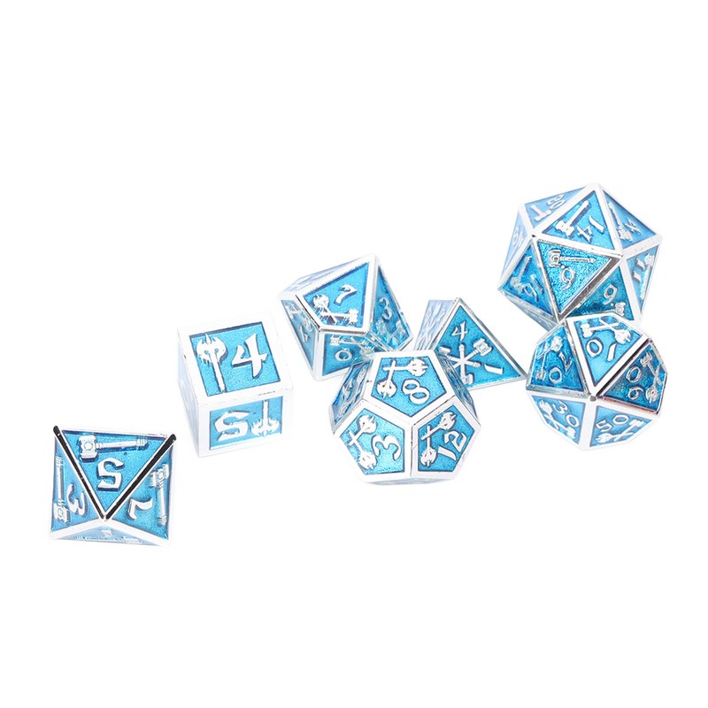 7pcs Polyhedral Dice Set Clear Number Metal Glossy Odorless Table