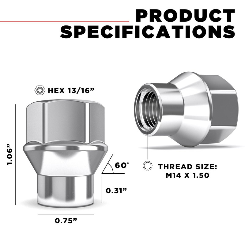 White Knight 7809-14 Chrome M14 x 1.50 Open End ET