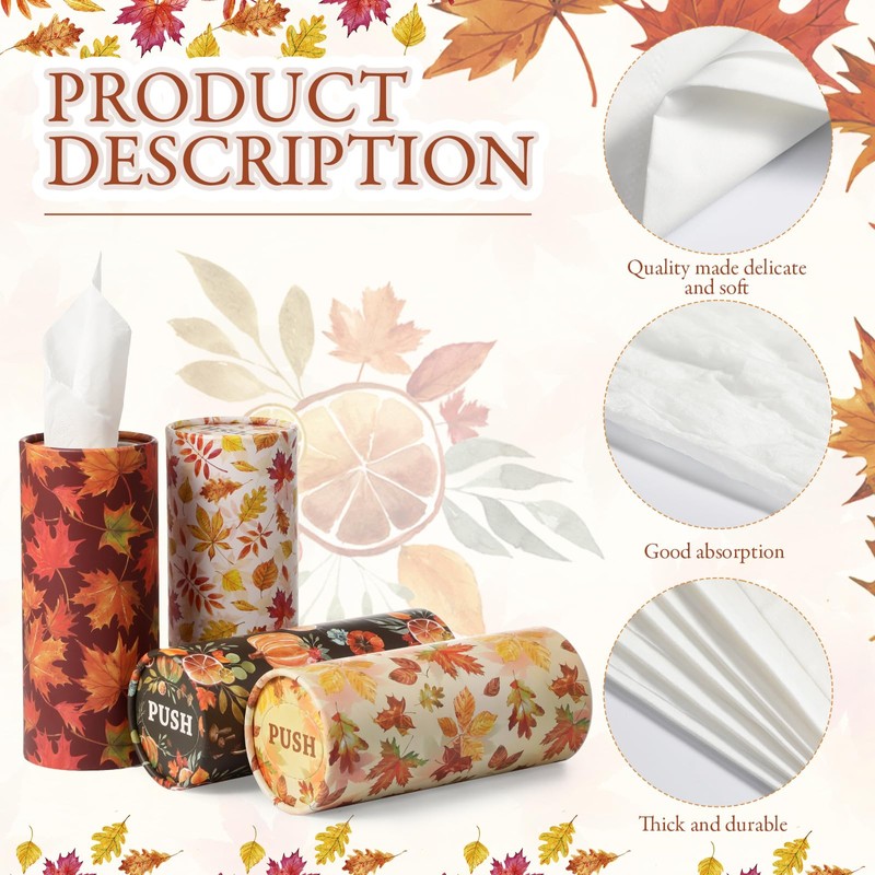 8 Pack Fall Tissues for Car Tissues Cylinder Bulk Autumn