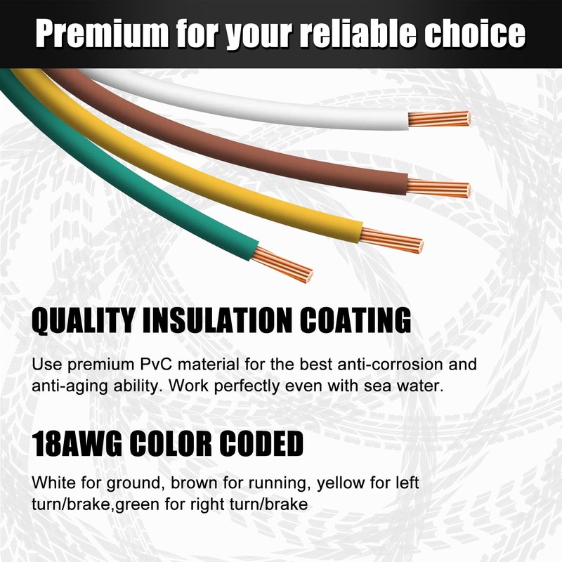 Gonice 25Ft 4 Pin Trailer Wiring Harness Extension Kit, 4-Way
