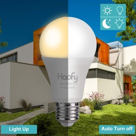 foco LED, luz de atardecer a amanecer, detección de fotosensor integrada con interruptor automático para exteriores/interiores para porche, cochera, patio, base E26/E27, cálido