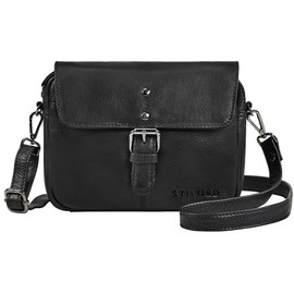 STILORD 'Belle' Elegant Shoulder Bag Women's Small Leather Women Bag Crossbody Bag - Small Handbag for Hanging Evening Bag Genuine Leather Removable Shoulder Strap, black, S