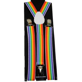 Unbranded Unisex Clip-on Braces Elastic New "Rainbow" Suspender