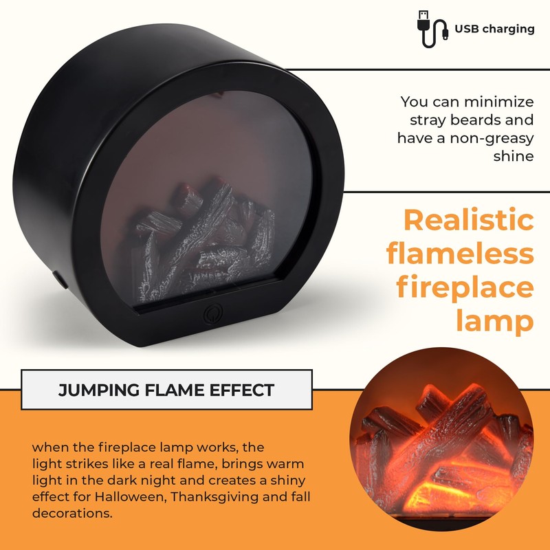 Peakloong Flameless LED Fireplace Lantern Simulation LED Table Fireplace LED