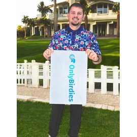 OnlyGolf Funny Microfiber Golf Towel – Large 14" x 20" Clip for Golf Bags Clubs Balls Perfect Golf Gag Gift Enthusiasts Waffle Men Premium Carabiner (White OnlyBirdies)