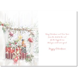 doodlecards Special Couple Christmas Card Wine and Parcels Medium Size Christmas Card for Special Couple with Plain Envelope