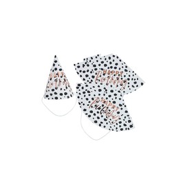 Club Green 10 Rose Gold Foil Happy Birthday Dalmatian Spots Party Hats, Rose Gold Birthday Party Hats, Birthday Paper Hats, Spotty Birthday Hats