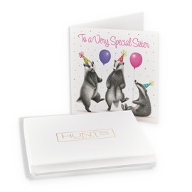 Hunts England - Luxury Boxed Sister Badgers Funny Birthday Card - Milo's - Wildlife Birthday Card For Sister - Birthday Card For Animal Fan Sister - Card In Keepsake Box