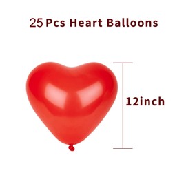 25 Pcs Red Heart Balloons for Valentines Day Decorations,12 Inch Latex Heart Balloons,Romantic Love Hearts Shape Baloon for Valentines,Birthday,Weddings, Anniversaries Party Props