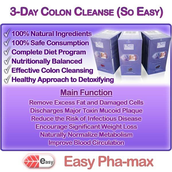 Easy Pha-max So Easy 3 Days Colon Cleanse, Natural Detox, 100% Safe & Effective