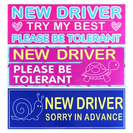 3pcs New Driver Magnet for Car, Student Driver Magnet, Learner Safety Warning Stickers, Funny Reflective Magnetic Bumper Signs for Novice & Teen Driving Gifts