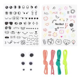 Lantern Art & Craft Kit, DIY Decorating Craft Kits, Cute Cartoon Make a face Stickers, 2 Sheets Embossing Facial Stickers, 3 Pairs of Googly Eyes, 4 Pairs of Multi-Color Strings