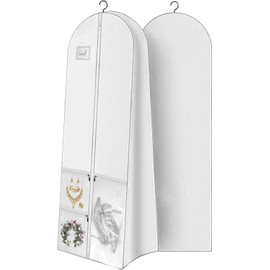 72" Wedding Dress Garment Bag with 10'' Gusseted Dress Bags for Gowns Long 4 Pockets Dress Cover for Women, White (1)