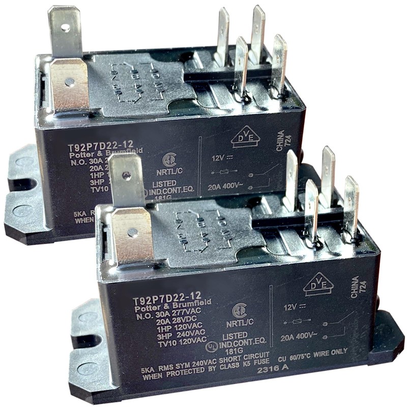 T92P7D22-12 Power Relay (2-Pack), 30A 12VDC DPST-NO 6-Pin, Compatible with
