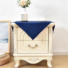 Wolkemer 2 Pack Small Square Tablecloth 24 x 24 Inch Washable Fabric Table Cloth Navy-Blue Table Cover for Nightstand End Bedside Table Tabletop Decoration