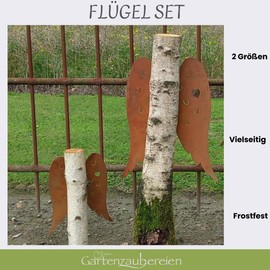 Metal Angel Wings in Rust Look with Heart for Hanging 38 cm Large Wall Decoration Garden Decoration