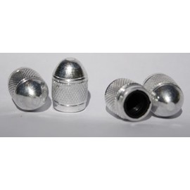 Anodized Aluminum Alloy Valve Stem Cap 4 Pack Set Silver Dome