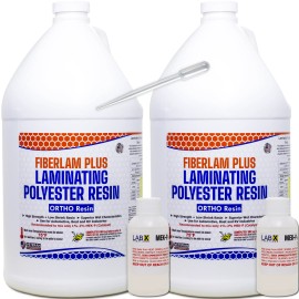 Lab X Creations FIBERLAM PLUS 2 Gallon POLYESTER RESIN +MEKP (for laminating, cloth, mat,strand)