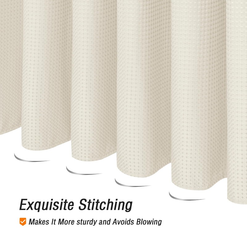 Gibelle Long Shower Curtain 72 x 78, Tall Waffle Weave