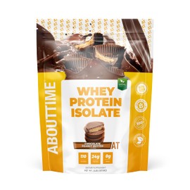 About Time Whey Protein Isolate Chocolate Peanut Butter 2lb - 25g Protein, Non-GMO, 0g Fat, 0g Sugars, No Artificial Sweeteners, 32 Servings