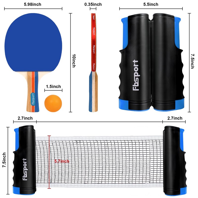 FBSPORT Ping Pong Paddle Set, Table Tennis Set with 4