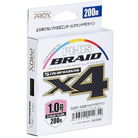 PROX PEHS2003B5C PE Line, PE-HS Braid X4, 200m, No. 33lb(15kb) 5 Color Marking, 5 Colors