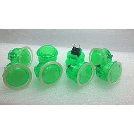8pc Set of Sanwa OBSC-30-CG Clear Green Arcade Push Buttons