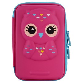 Ofsign Cute Stationery Items Organizer Pencil Box for Girls & Boys, Geometry Pencil Case with Dual Zipper, Pencil Holder, and Mesh Pockets for Kid's Gift - School Aesthetic Pouch (Pink)