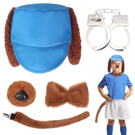Kyson - 5 piezas de disfraz de policía para perros, accesorios para cachorros, disfraz de héroe para Halloween, disfraz de animales, fiesta, día del libro, Juego de sombrero, nariz, cola, pajarita