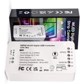 ESP32 WLED Strip Light Controller with Mic Addressable LED Controller RGB RGBW WS2812B SK6812 WS2811 TM1814 WS2813 WS2815 5-24V ESP32
