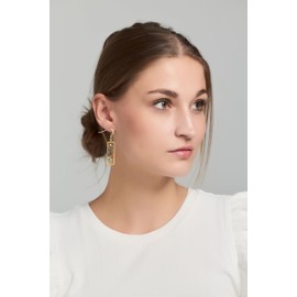 Joob Joob Gold Boho Earrings For Women - Colorful Dangly Beaded Earrings - Trendy Geometric earrings - Fun Hippie Statement Jewelry (Orange)