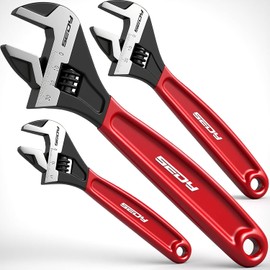 SEDY Juego de Llaves Inglesas Ajustables para Tubería: 6" 8" 10" Llave de Mandíbula Ancha con Óxido Negro y Agarre Acolchado, Escalas Métricas y SAE Marcadas con Láser, Acero CR-V para Profesionales
