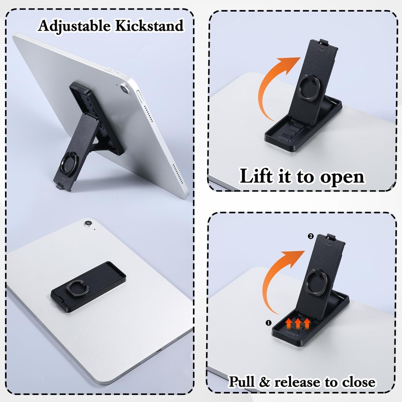 Ptwola Universal Tablet Ring Holder Black Tablet Stand Foldable Multi