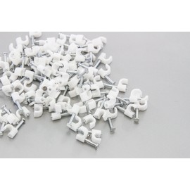 100 Round 5/32 Inches (4 mm) Cable Wire Clips Cable Management Cord Tie Holder Coaxial Nail in Clamps Tacks