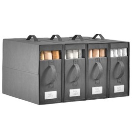 Bed Sheet Organizers and Storage,4 Pack Linen Closet Organizers and Storage, Foldable Bedding Storage for Bedsheets, Duvet Covers and Pillow(Queen or King Size), Sheet Storage for Closet with Window