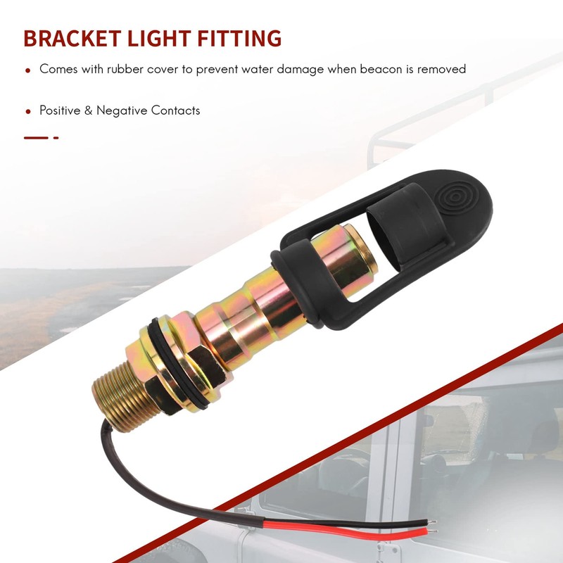 Tsudoku Rotating Flashing Amber Beacon Flexible DIN Rod Tractor Mounting