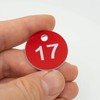RED PLASTIC NUMBER PLATES ENGRAVED NO KEY RINGS 1-1