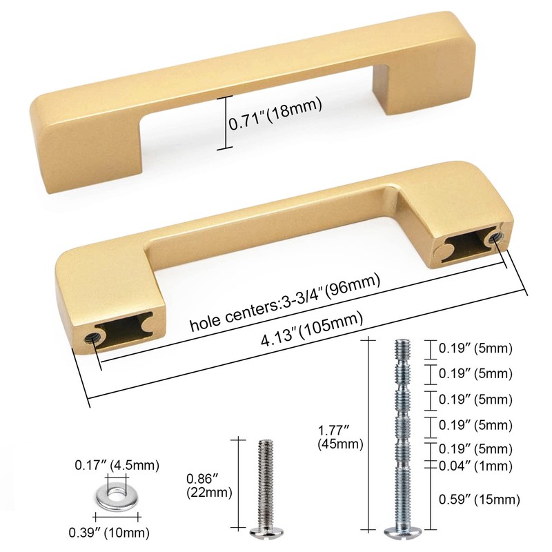 WEAVERBIRD Cabinet Knobs 96 mm Gold Cabinet Handles Drawer Pulls