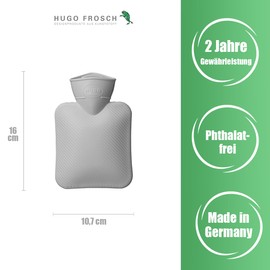 Hugo Frosch Mini Hot Water Bottle 0.2 L with Velour Cover Purple Hippo