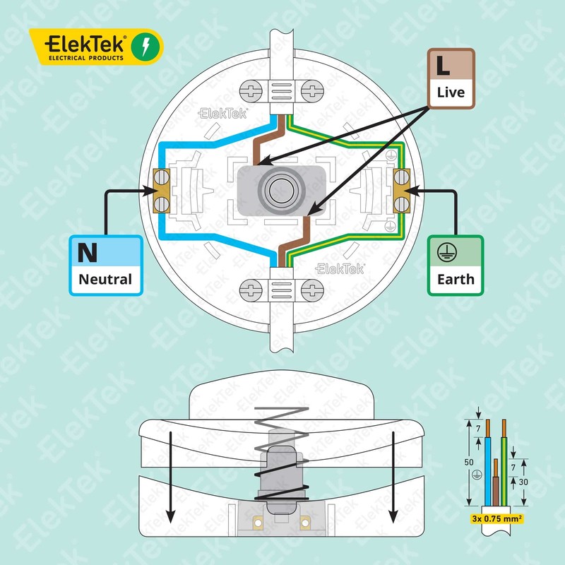 ElekTek Foot Press Switch in Line Push Button 65mm Diameter